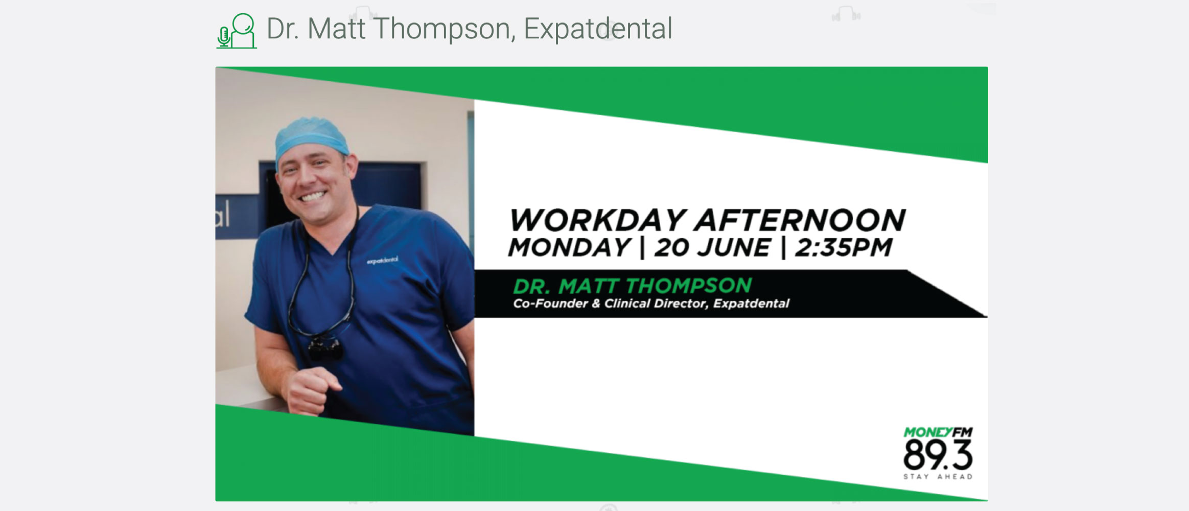 Dr. Matt Thompson, Expatdental